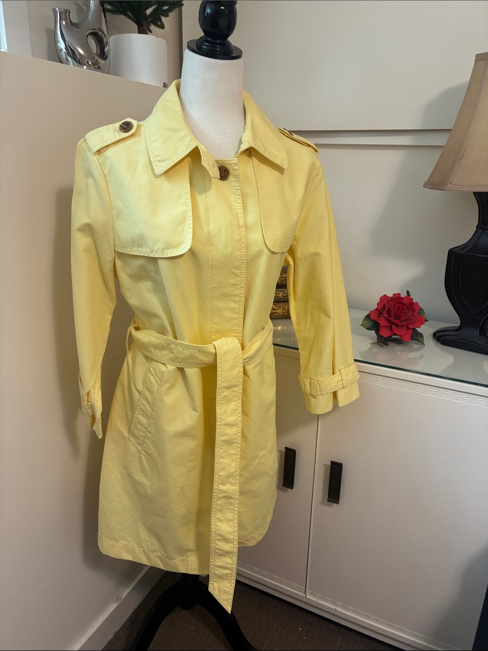 Women's Yellow Belted Trench Coat Size M